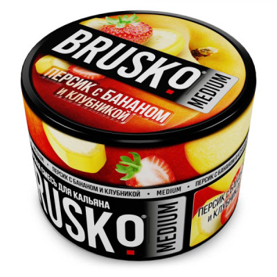 Табак для кальяна BRUSKO Medium Персик с бананом и клубникой 50гр